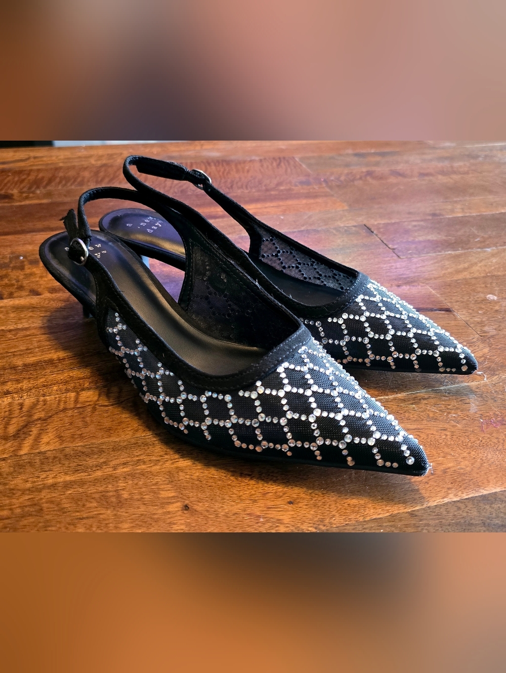 Women's Gigi EmbellishedSlingback Kitten Heels - A New Day - Black - sz 6
